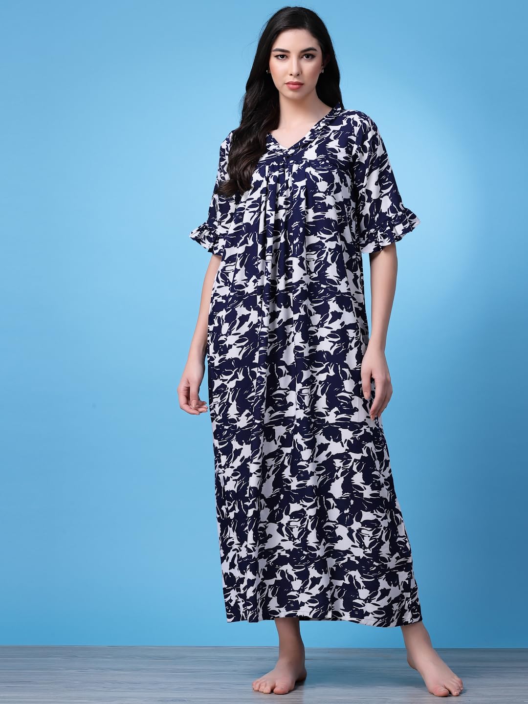 OOMPH! Cotton Blend Nighty for Womens | Night Gown | Nighty | Nightdress | Maxi Dress | Sleepwear | Gown for Women | Nighties |