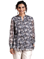 Libas Womens Printed Chiffon A-Line Kurti For Women Grey