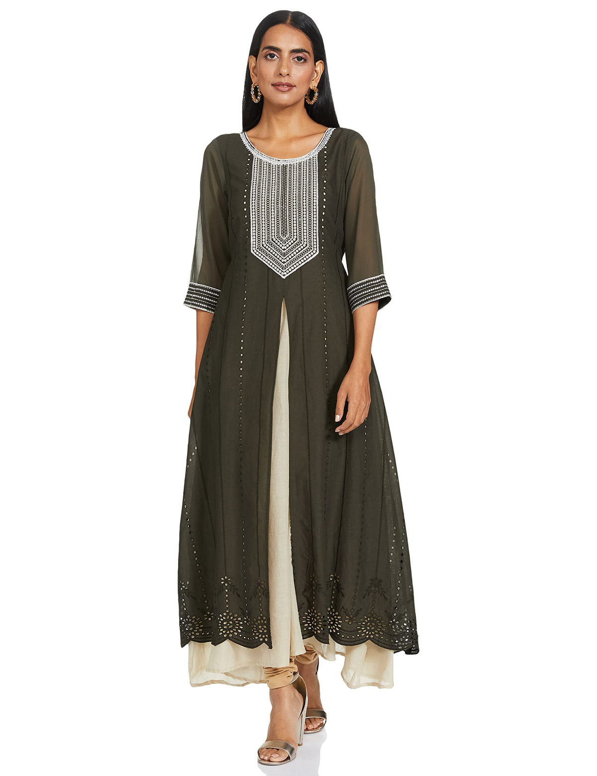 Aurelia WomenS Cotton Solid Loose Kurta (20Aud10350-602048_Grey_L)
