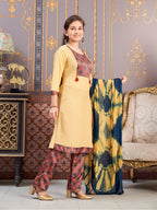 Aarika Girls Ethnic Wear Fawn Colour Damask Print Rayon Kurti-(8-15 Years)-(Kurti-Tr-K-865)