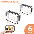 AURUZA 6 PACK Clear Toiletry Bag, TSA Approved Cosmetic Makeup Bags Set, Portable Travel Makeup Bags Zipper PVC Cosmetic Pouch A