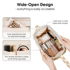 Narwey Large Women Makeup Bag Wide-open Make up Bag Travel Cosmetic Organizer Toiletry Bag for Cosmetics Toiletries Accessories