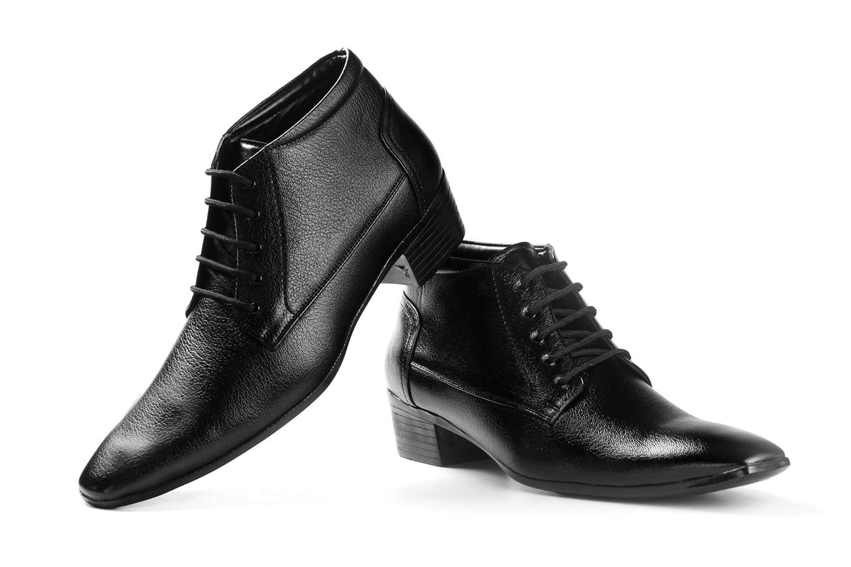YUVRATO BAXI Mens 2 Height Increasing Synthetic Material Black Formal Derby Shoes with Pu Sole.. 5 UK 5