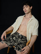 The Souled Store Dark Sea Men and Boys Pull On Black All Over Printed Regular Fit Cotton Boxer Shorts