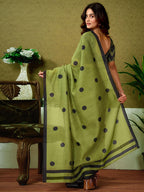 Satrani WomenS Chanderi Cotton Printed Ready To Wear One Minute Pre Pleated Readymade Saree With Unstitched Blouse Piece (32Rs2