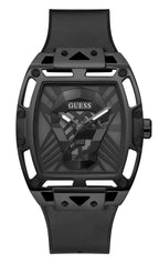 GUESS Men's 44 mm Watch - Black Strap Black Dial Black Case