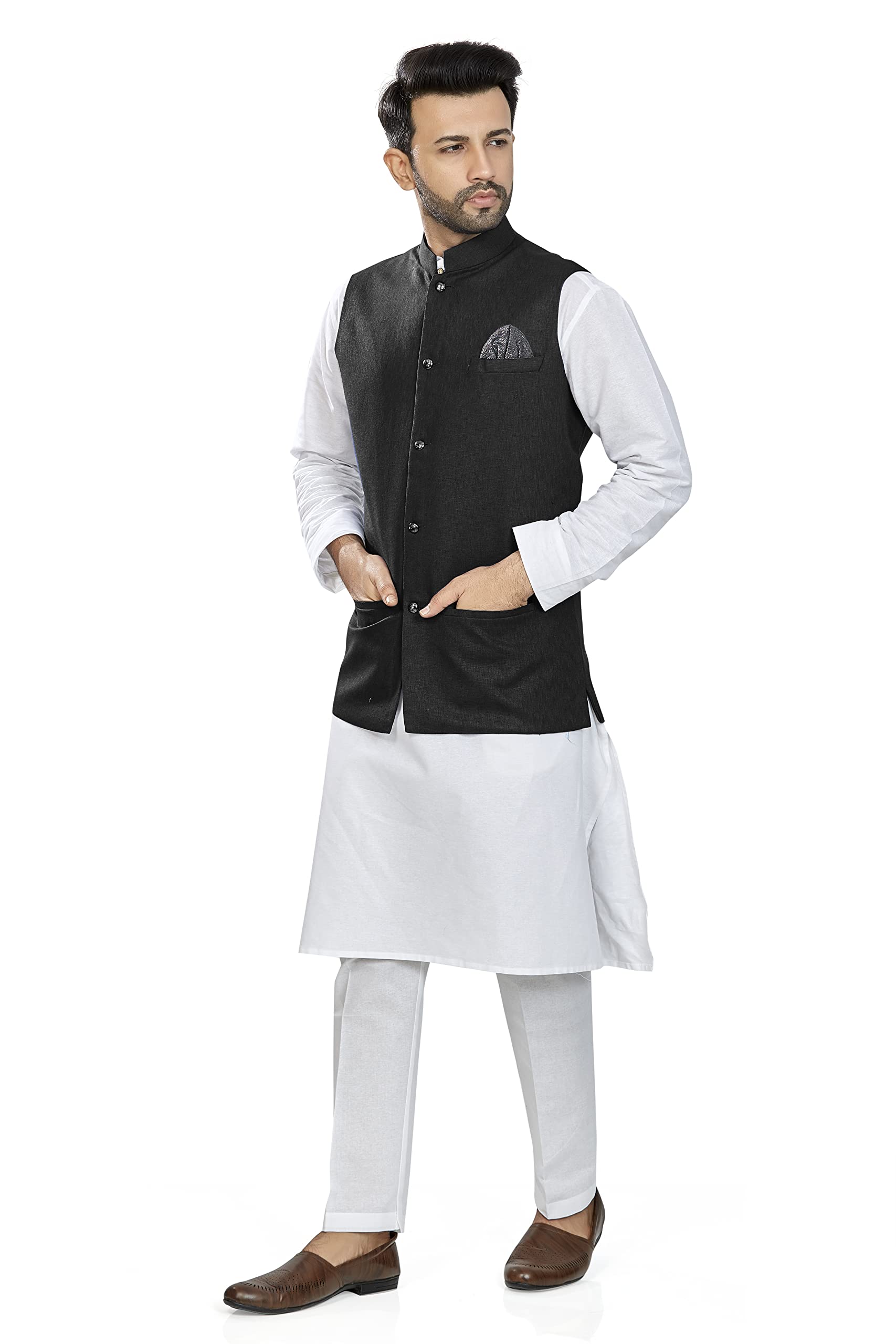 BE ACTIVE Mens Linen Blend Nehru Jacket With Mandarin Collar || Ethnic Koti For Men || Men Koti Formal|| Men Koti Wedding (RFKT