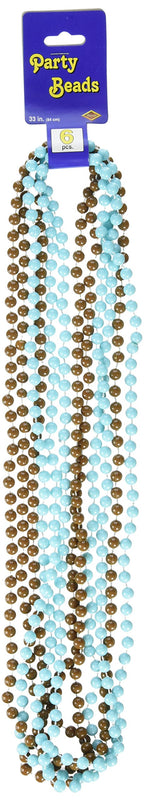 Small Round Party Beads - Assorted Brown & Light Blue