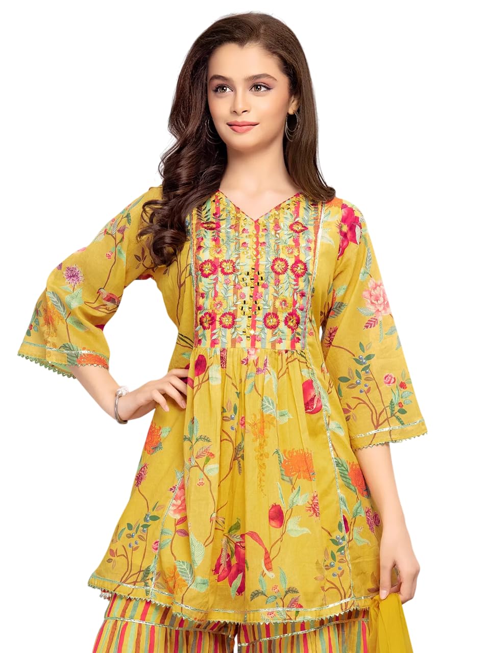 White Button new mustard line kids sharara set for girl dress
