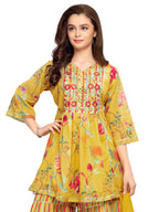 White Button new mustard line kids sharara set for girl dress