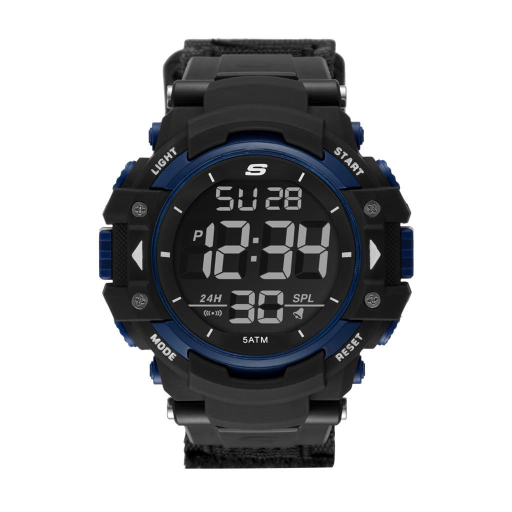 Skechers Men's Keats Digital Chronograph Watch, Color: Black/Blue (Model: SR1035)