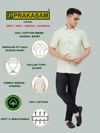 Mens Striped Regular fit Cotton Casual Shirt Pista Green