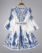 Noble Monk Women One Piece Dress | Floral Pattern | Fit And Flared Frock For Women