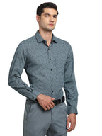 Turtle Men 100% Cotton Printed Regular Fit Grey Formal Shirt