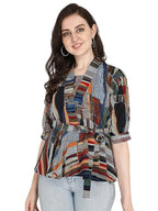 OM SAI LATEST CREATION Women Solid Western Top with Half Sleeves for Office Wear, Casual Wear, Under 399 Top for Women Top (Mult