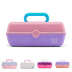 Caboodles Pretty in Petite Makeup Box, Two-Tone Pink on Lavender, Hard Plastic Organizer Box, 2 Swivel Trays, Fashion Mirror, Se