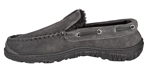 Clarks Mens Slippers Suede Venetian Moccasin Indoor & Outdoor Warm and Cozy House Slippers for Men (8 M US, Grey)