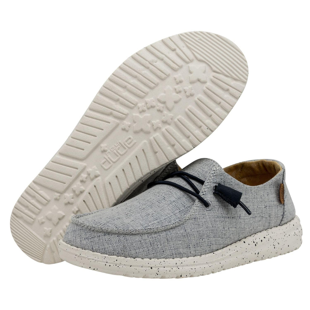 Hey Dude Women's Wendy Chambray White Blue Size 8 | Women's Shoes | Women's Slip On Shoes | Comfortable & Light-Weight