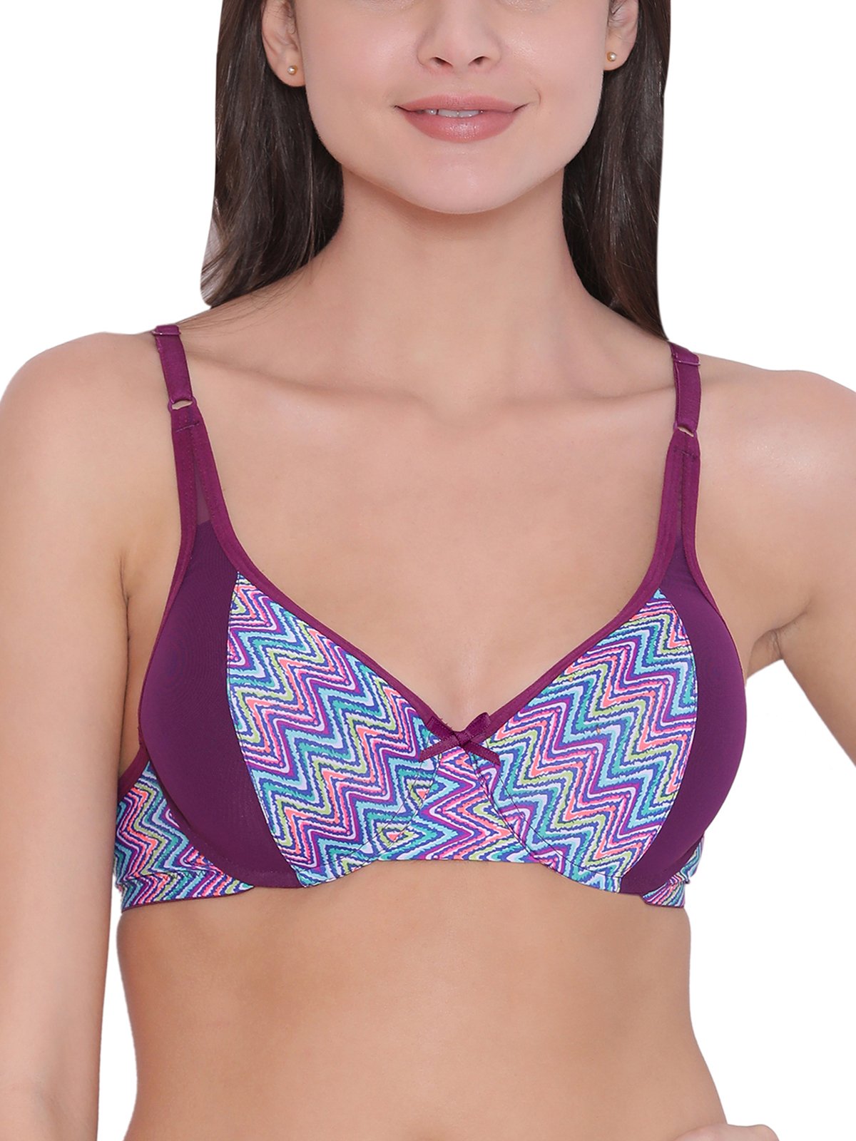Clovia Womens Padded Underwired Printed Push-Up Bra (Br1406P15_Purple_40B)