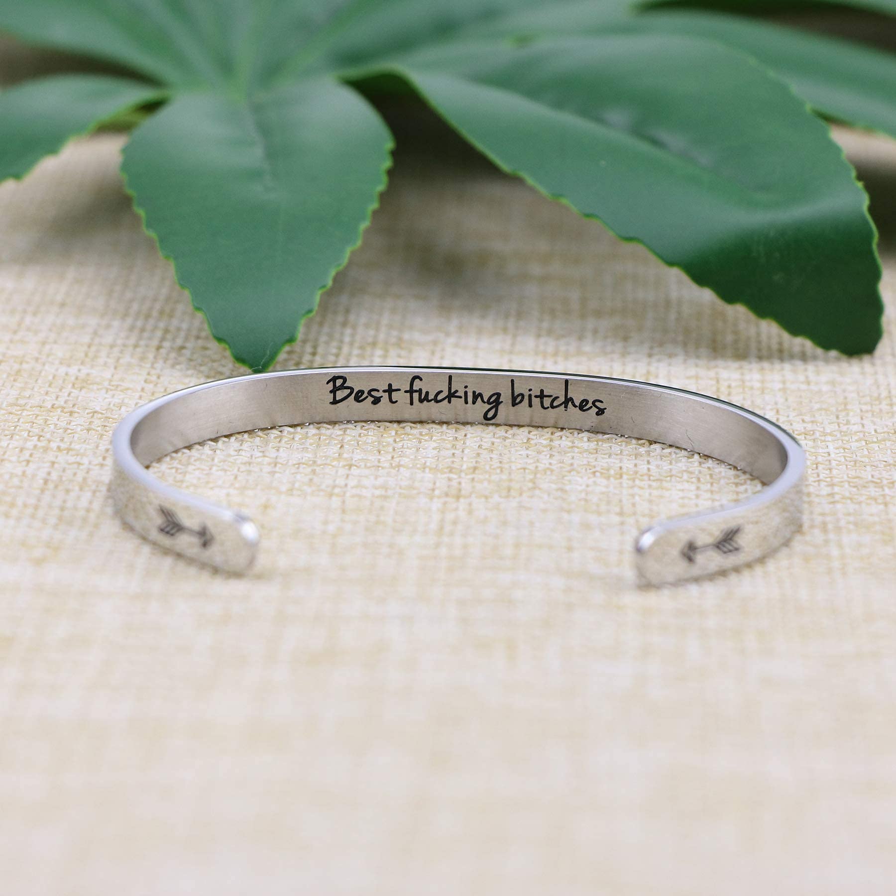 JoycuFF Friendship Bracelets Gifts for Women Funny Best Friend Jewelry BFF Cuff Funny Sister Birthday Christmas Coworker Mantra