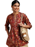 Libas WomenS Silk Blend Printed A-Line Kurtis (29110O_Red