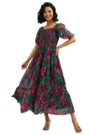 Libas Womens Printed Chiffon Fit and Flare Dress for Women Green