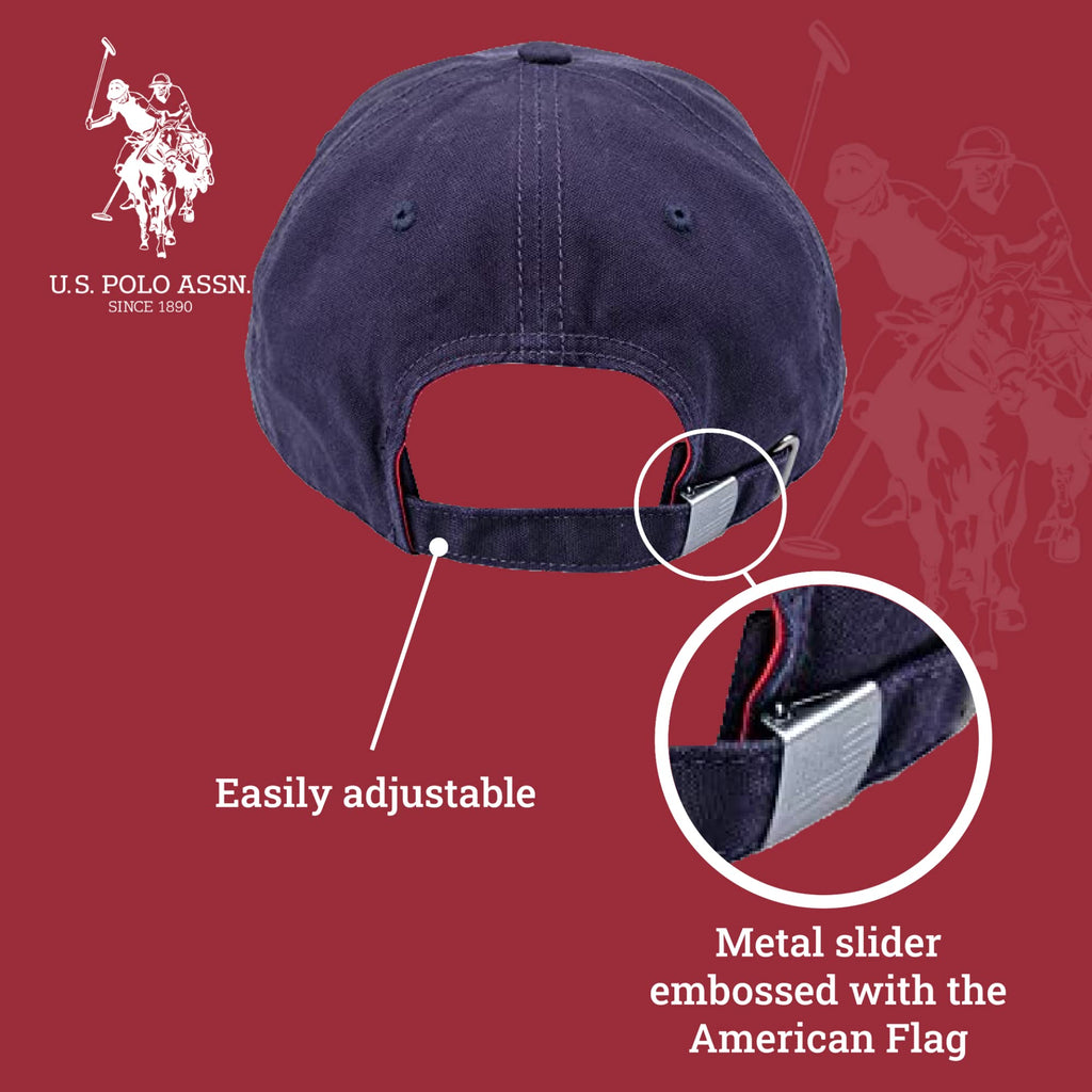 U.S Polo Assn. Embroidered Pony Horse Logo Since 1890 Adjustable Cotton Baseball Hat with Curved Brim, Navy, One Size