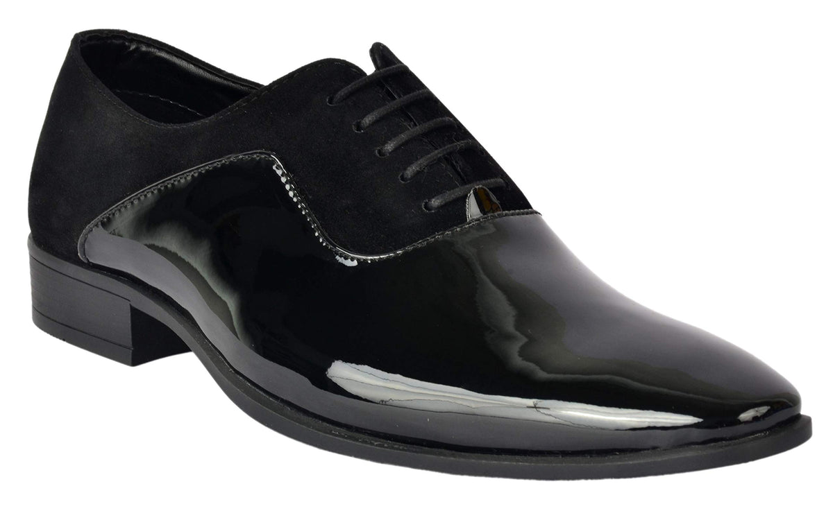 AADI Mens Black Synthetic Leather Derby Party Formal Shoes 7
