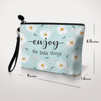 Hglian Daisy Flower Travel Makeup Bag Inspirational Cosmetic Toiletry Organizer Cute Zipper Pouch Wristlet for Purse Birthday Gi