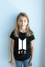 Uniplanet Store GirlS T Shirt With Collarless Round Neck Half Sleeves Solid Pattern Bts Theme Regular Fit And Standard Length B