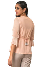 Aurelia WomenS Rayon Solid Regular Peach A-Line Sequined Kurti (23Fea30340-605308