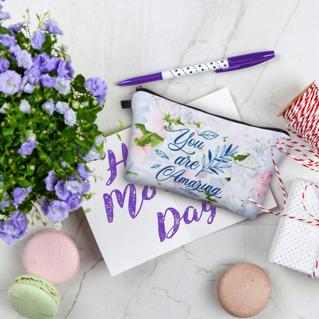 6 Pieces Makeup Bag Toiletry Pouch Waterproof Cosmetic Bag with Mandala Flowers Llama Sloth Unicorn Patterns, 6 Styles (Floral S