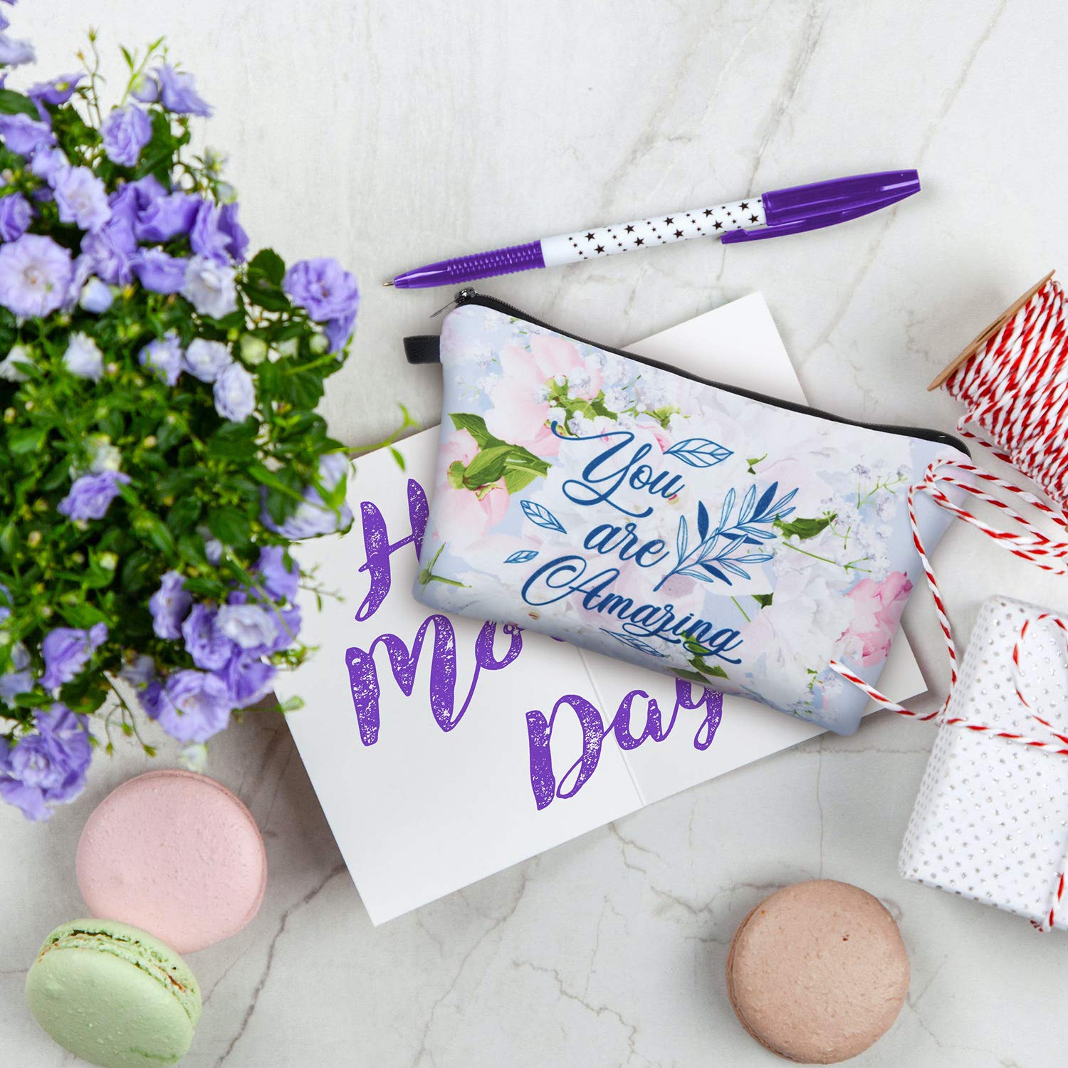 6 Pieces Makeup Bag Toiletry Pouch Waterproof Cosmetic Bag with Mandala Flowers Llama Sloth Unicorn Patterns, 6 Styles (Floral S