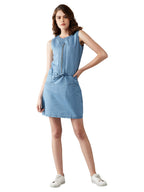 Dolce Crudo Women'S Light Blue Solid Denim Dress(Doaw18Den04-25-158-03,Light Blue)