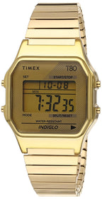 Timex T80 34mm Watch - Gold-Tone with Stainless Steel Expansion Band