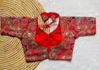 Vihu Fashion Womens Blouse Readymade Blouse Embroidery Multi Coding Gold Thread Blouses Handwork Red Color Readymade Saree Blou