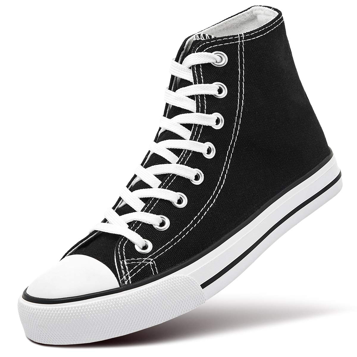 ZgR Womens Fashion canvas Sneaker Low cut Lace ups casual Shoes (9 B(M) US, High-Top Black)