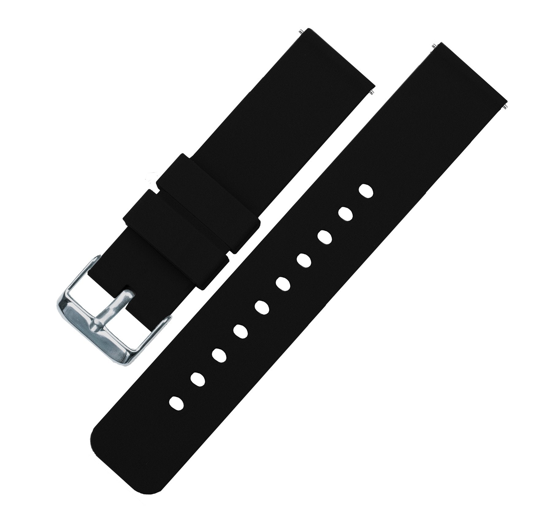 BARTON WATCH BANDS Soft Silicone Quick Release Watch Band Straps, Black, 22mm
