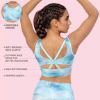 Enamor Womens Polyester Wire Free Casual Padded Sports Bra (A204_Galaxy Splatter PRT
