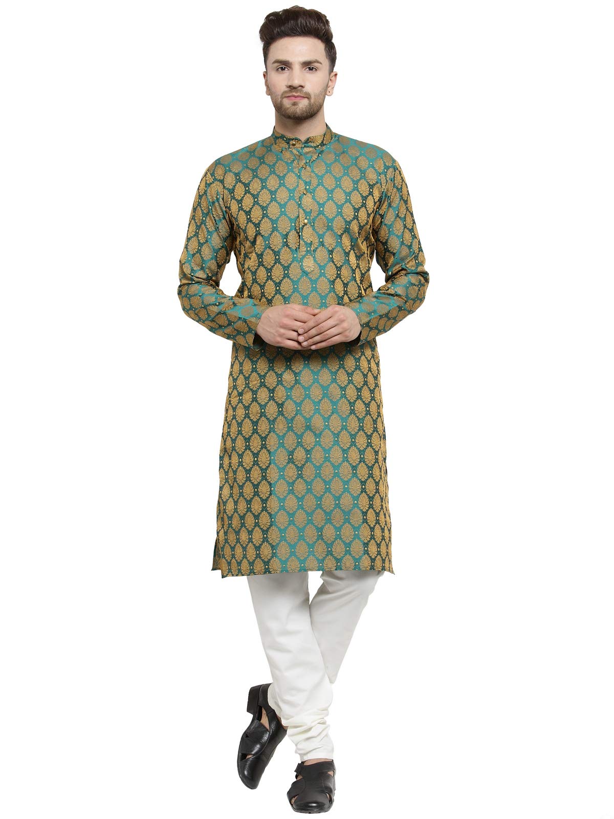 Jompers Mens Jacquard Silk Kurta And Pyjama
