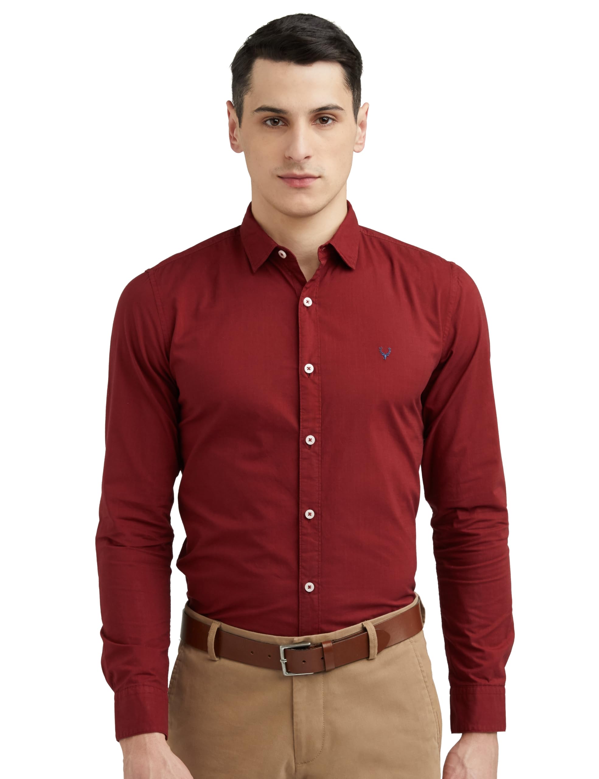 Allen Solly Men Slim Fit Solid Cotton Full Sleeve Shirt
