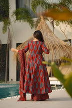 Wedani Anarkali Kurta Set for Women Maroon