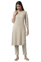 W For Woman Beige Stripe Print Kurta (Size: 2Xl)-23Auw17274-116735