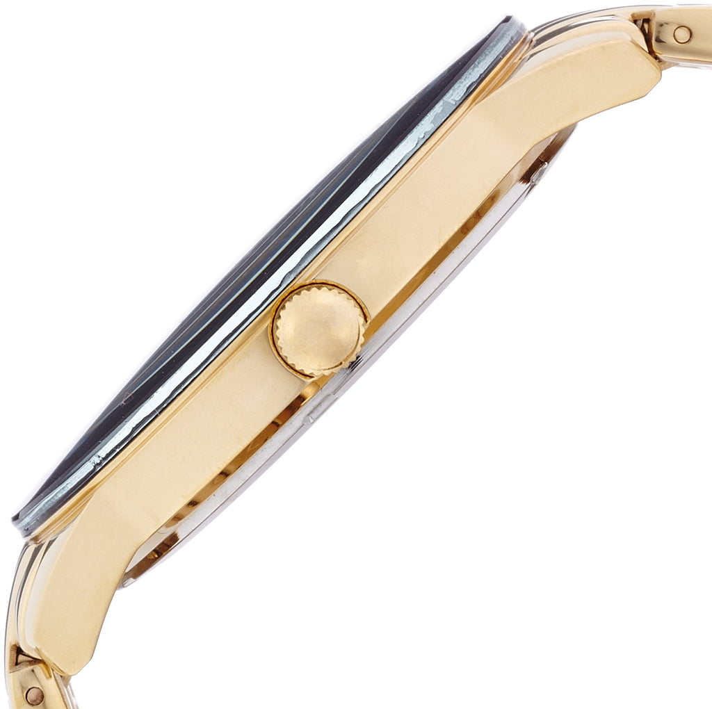 Armitron Men's 20/4952BKGP Diamond Dial Wall-to-Wall Crystal Gold-Tone Bracelet Watch