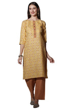 Dhruvi Trendz Womens Cotton Blend Women Casual Kurti Regular Fit Regular (Dt-K2694_Yellow_S)