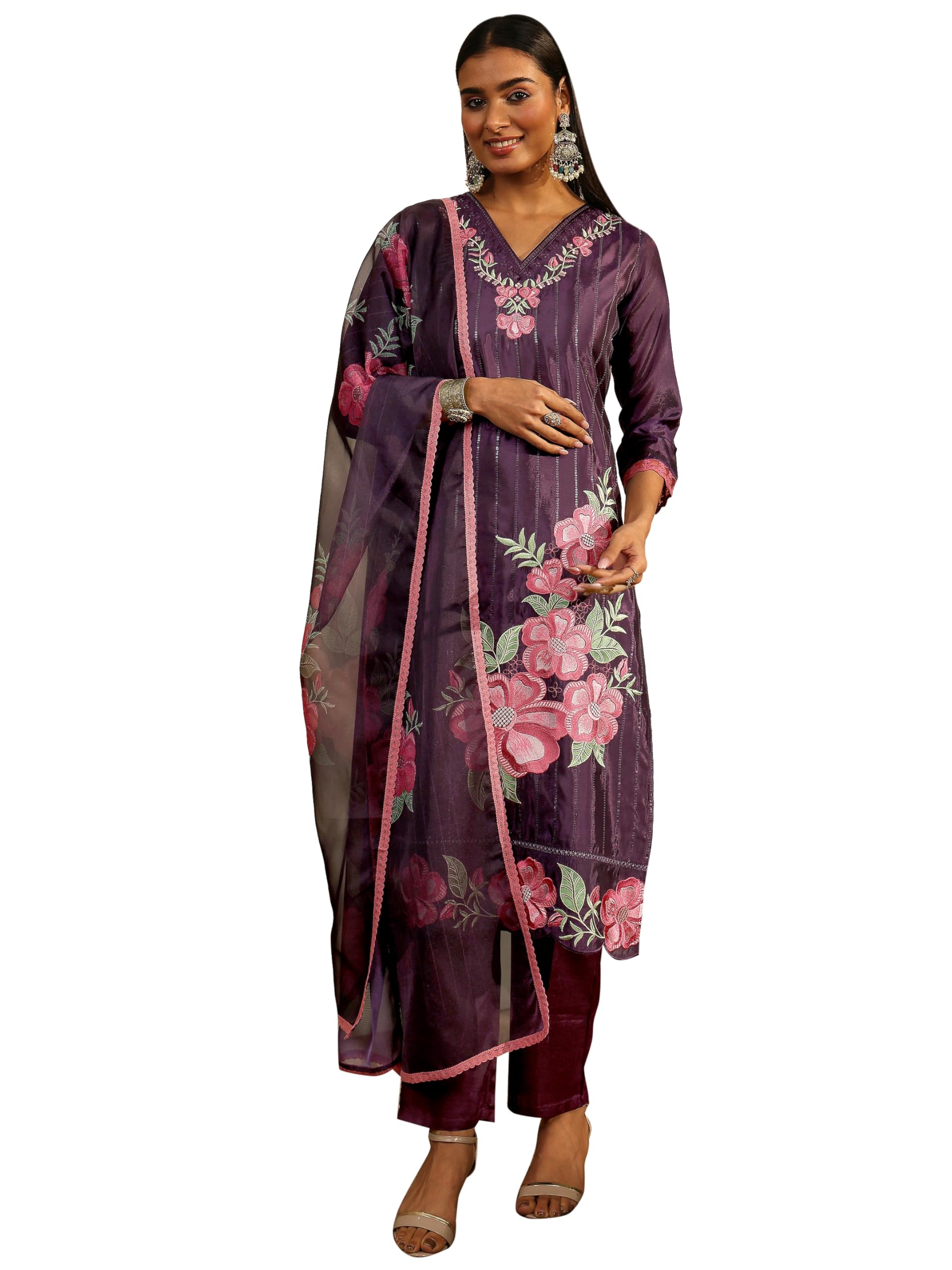 Libas Embroidered Silk Crepe Straight Kurta Sets For Women 93049Xxl