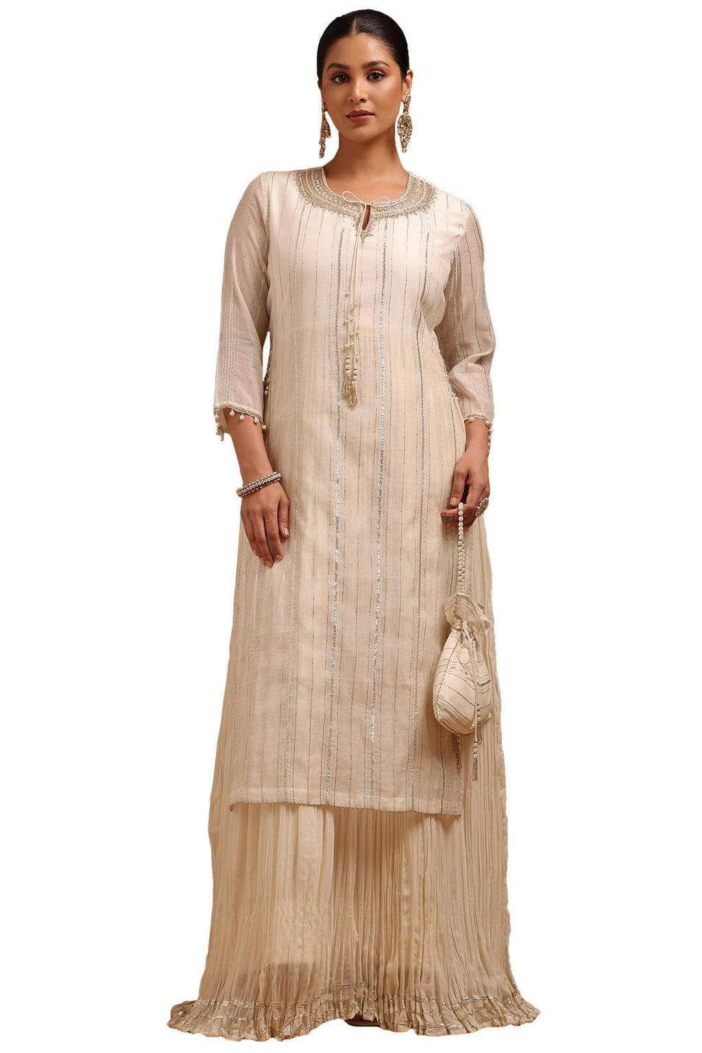 Soch Women Chanderi Embroidered Dress with Cutdana