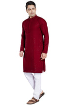 DIVISIVE Mens Sequince Embroidered Cotton Blend Only Kurta (DKRT2_XL_Maroon)