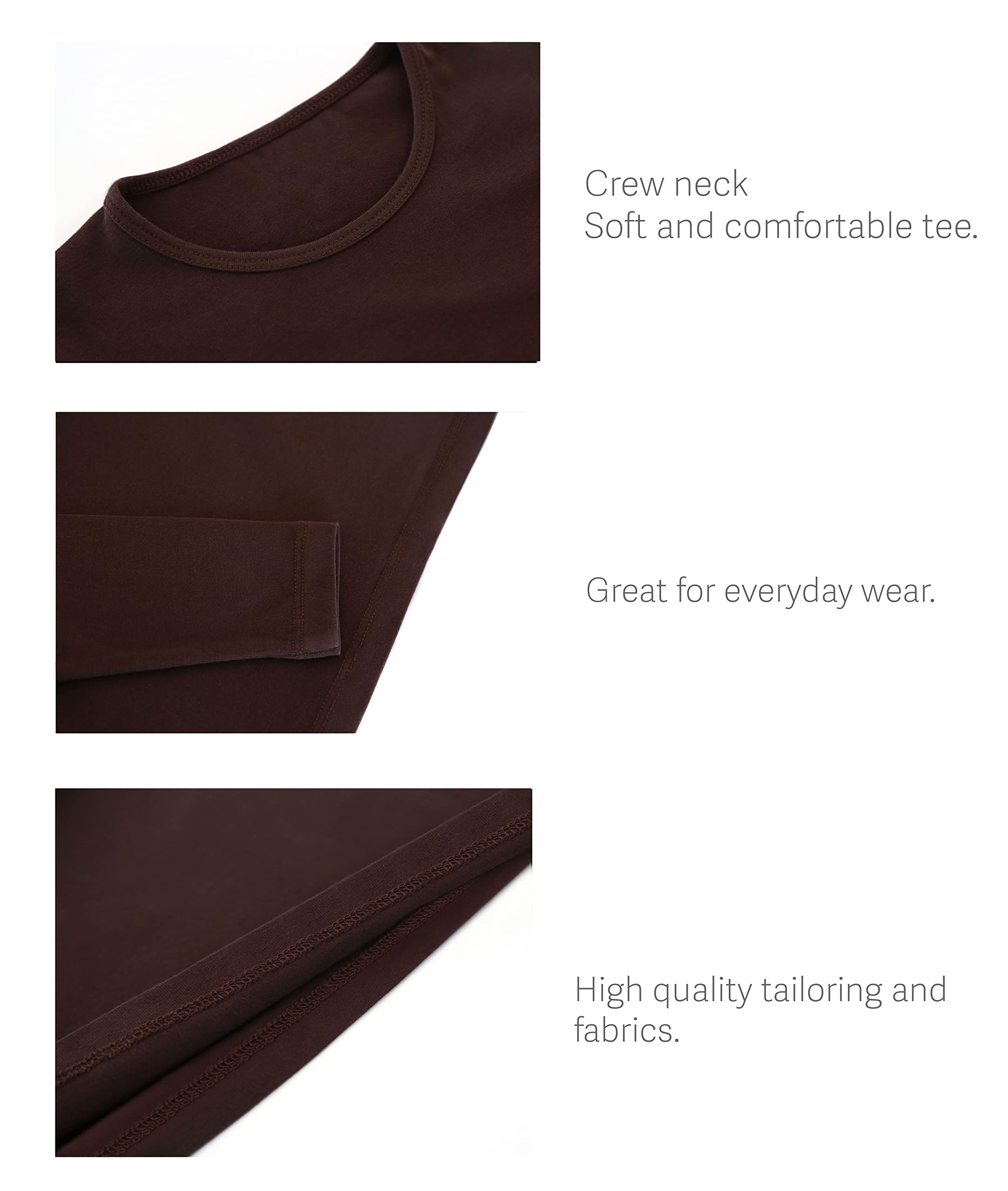 Lilax Girls' Basic Long Sleeve Round Neck Cotton T-Shirt 12 Brown