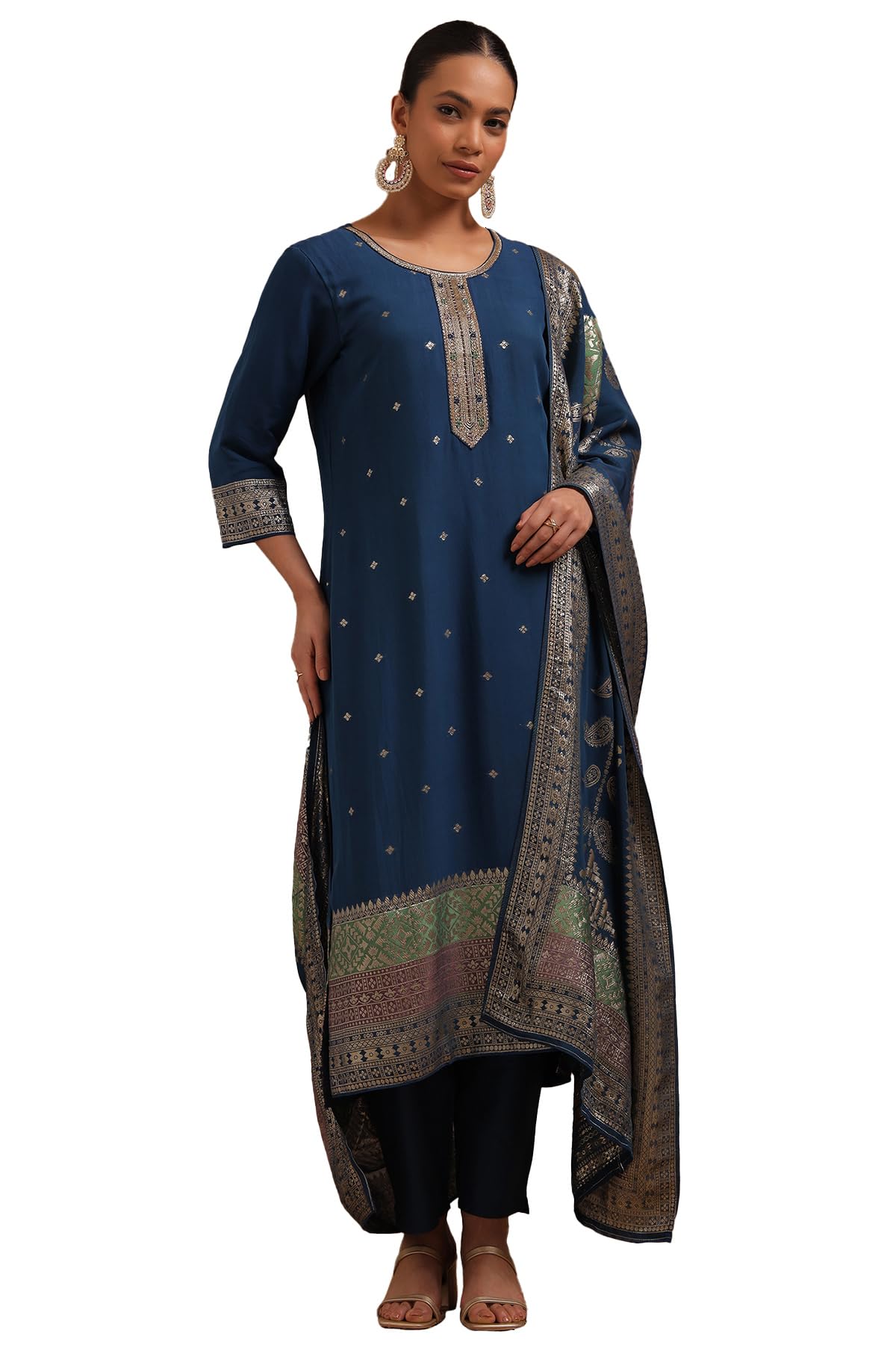 Soch Women Zari Woven Suit Set with Zardosi